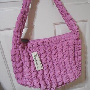 NEW NO BOUNDARIES OVERSIZED HOBO STYLE BAG SHOULDER PURSE ROSY LILAC QUILTED 🎁